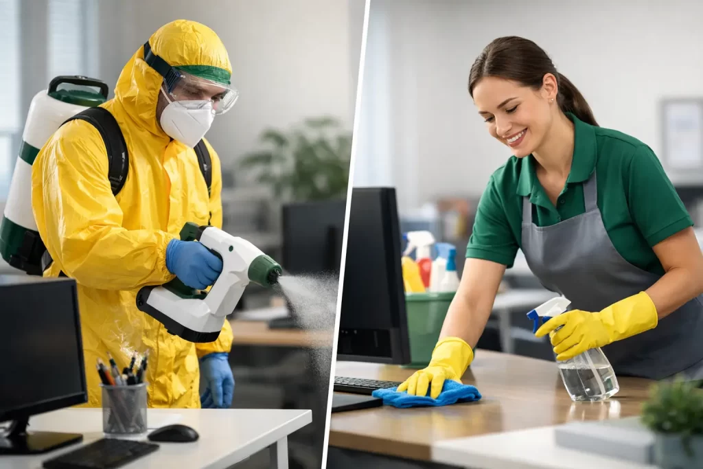 Office Disinfection vs Regular Cleaning